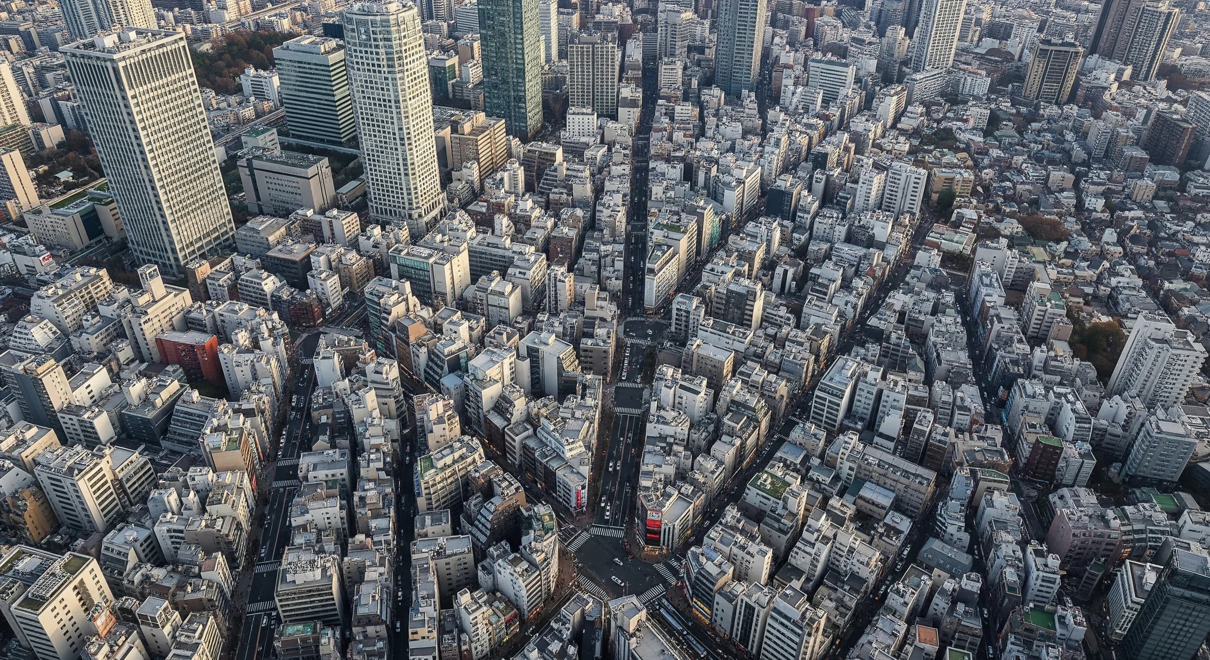 俯瞰した都心の街並み
